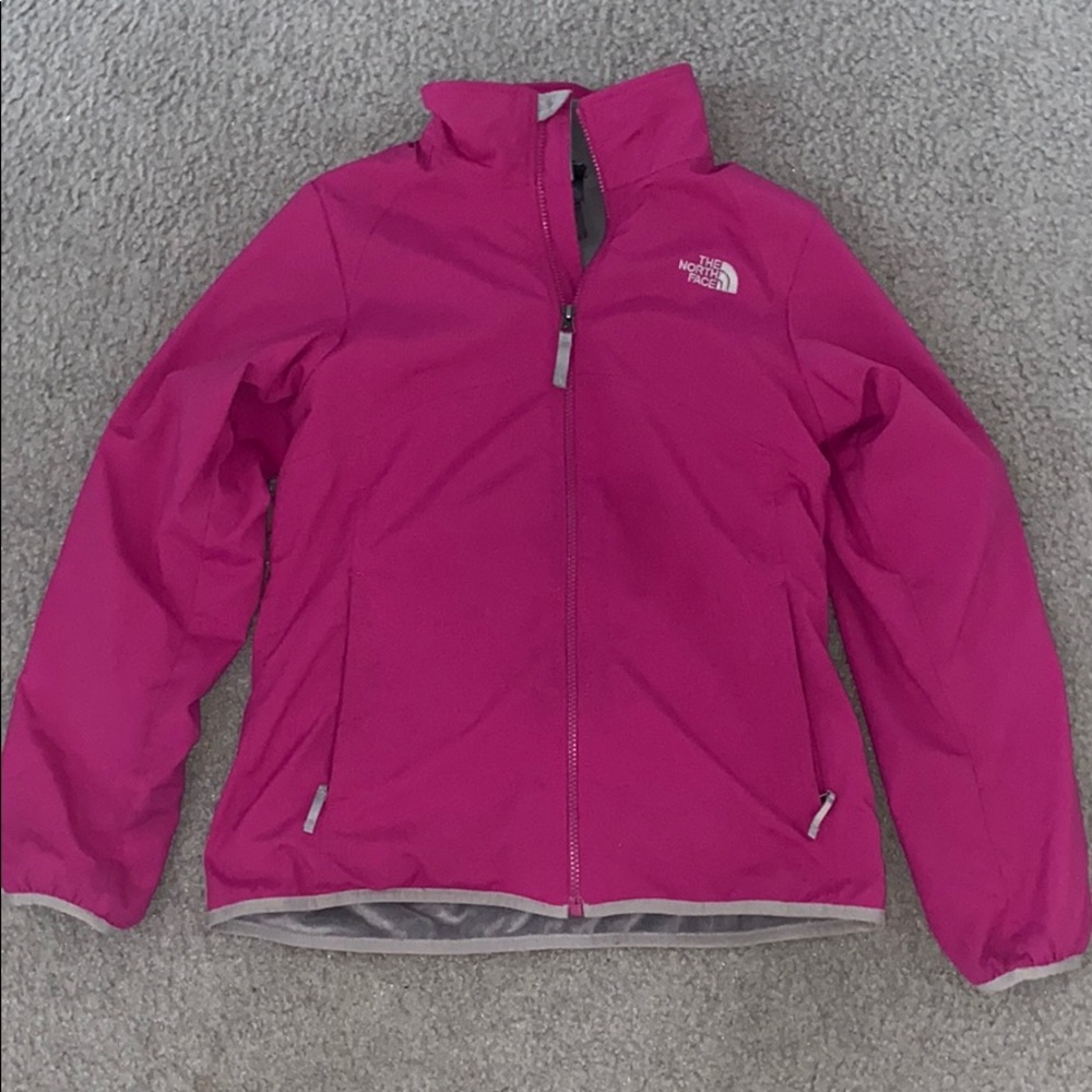pink north face jacket!!